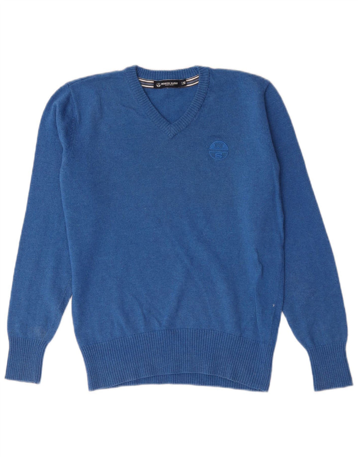 Maglione North Sails da bambino con scollo a V, 12-13 anni, in lana d'agnello blu