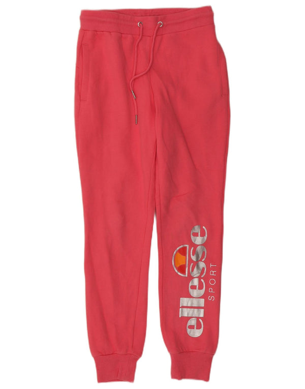 Ellesse Pantaloni da tuta con grafica da donna Joggers UK 8 Small Cotone rosa