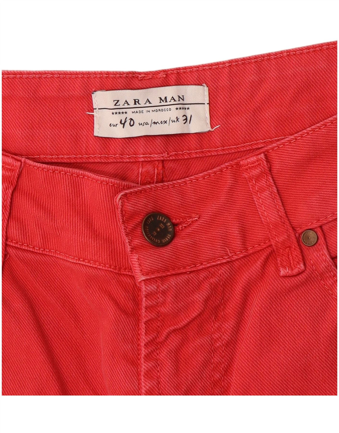 Pantaloncini di jeans da uomo Zara EU 40 medi W31 rossi