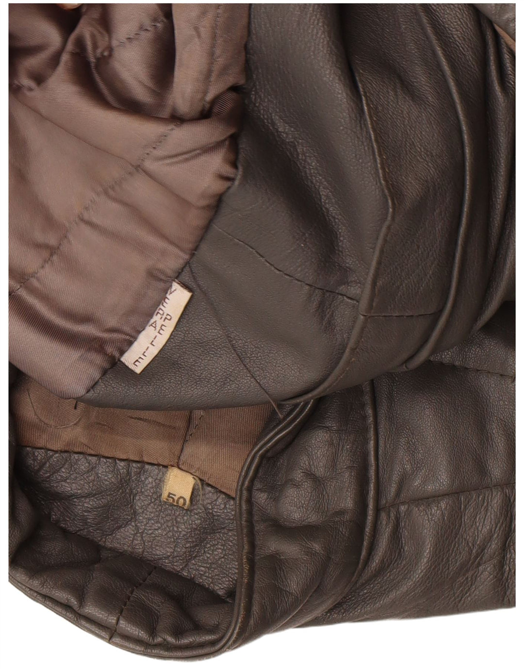 Giacca in pelle vintage da uomo IT 50 grande in pelle grigia