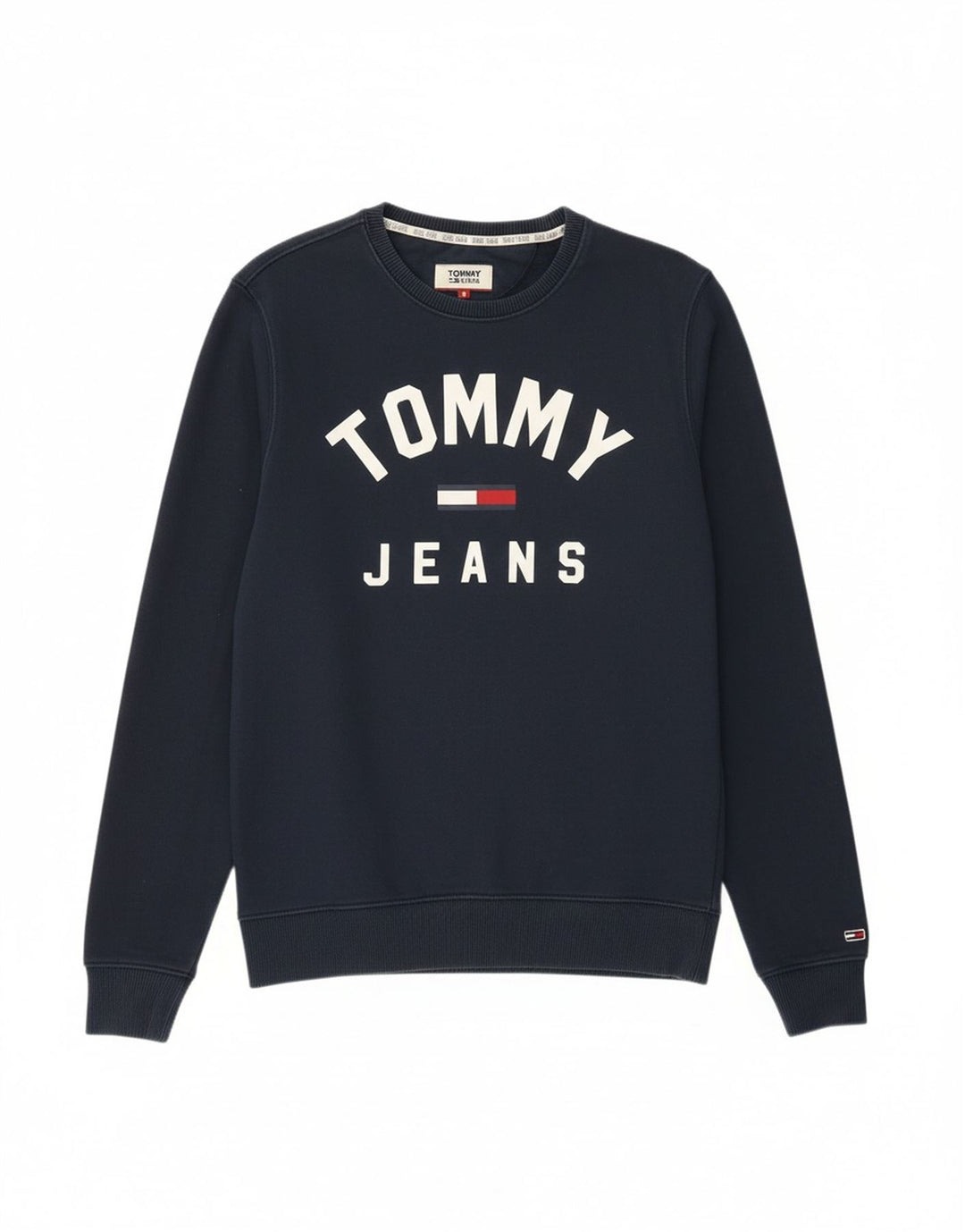 TOMMY HILFIGER Mens Graphic Sweatshirt Jumper Small Navy Blue Cotton