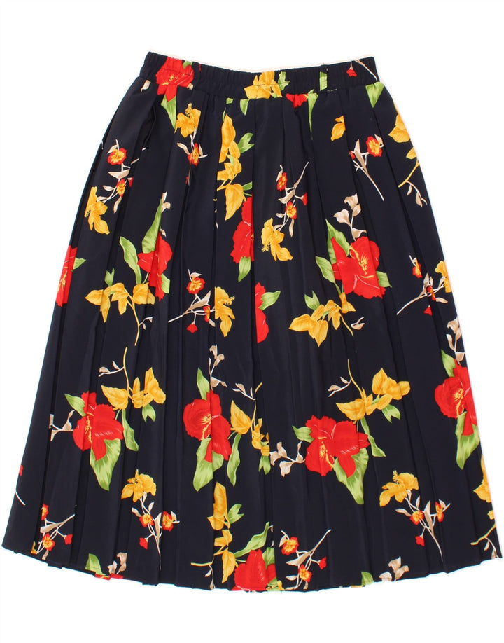 VINTAGE Womens Pleated Skirt XL W36  Black Floral Polyester Vintage Vintage and Second-Hand Vintage from Messina Hembry 