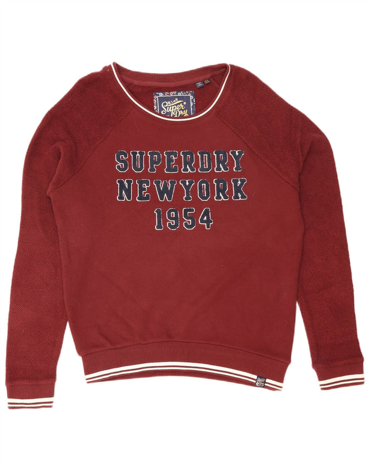 Felpa oversize con grafica da donna Superdry, maglione UK 14 grande marrone