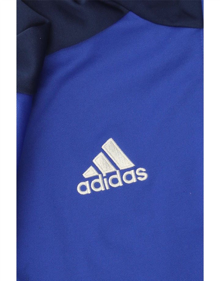 Adidas Uomo Graphic Zip Collo Pullover Tuta Top Large Blu Colourblock