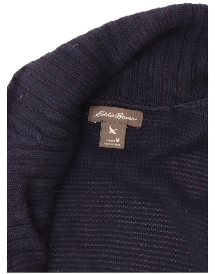 Maglione cardigan aperto da donna Eddie Bauer UK 12 Rayon blu navy medio