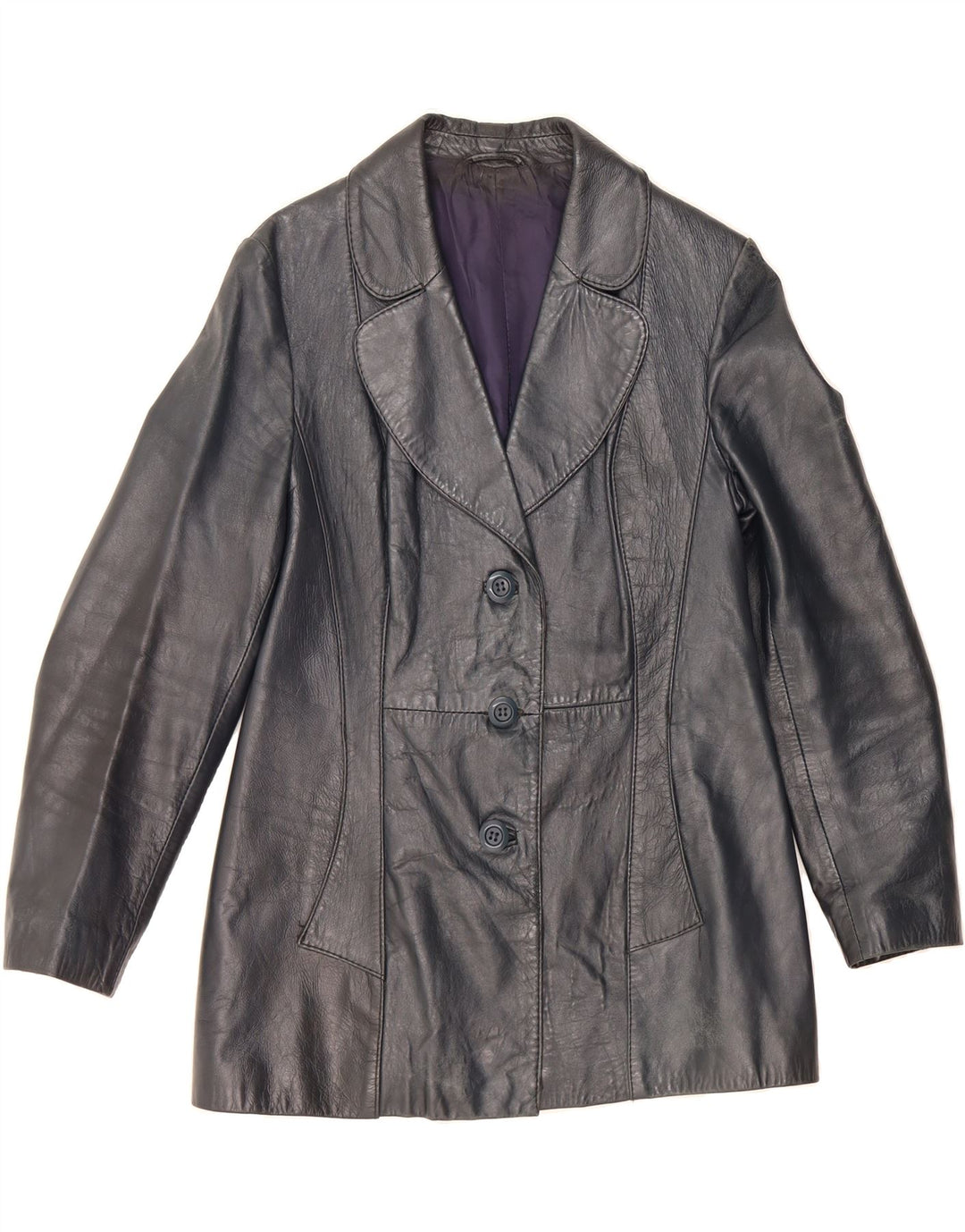 VINTAGE Womens Leather Jacket UK 12 Medium Black Leather Vintage Vintage and Second-Hand Vintage from Messina Hembry 