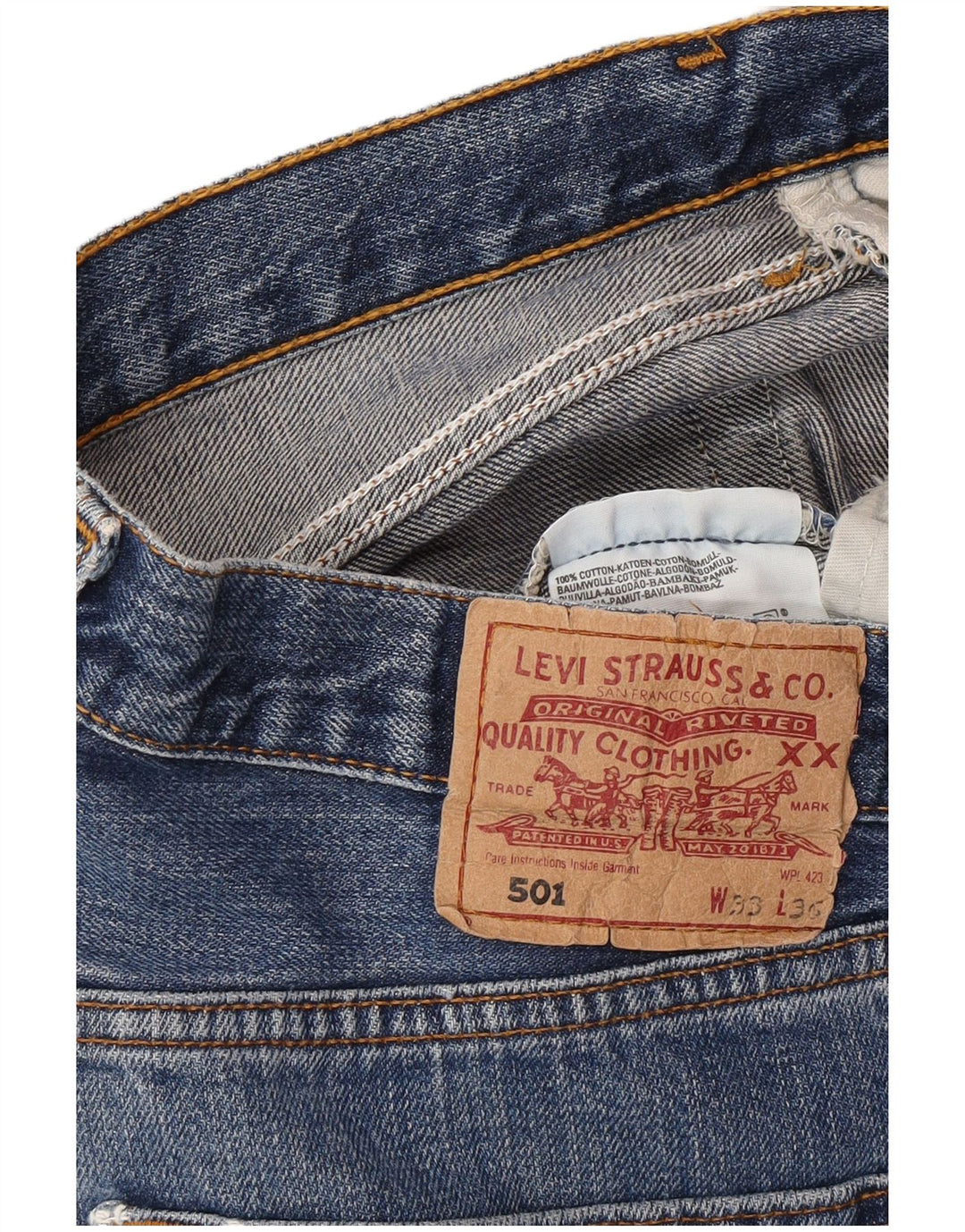 LEVI'S Pantaloncini di jeans 501 da uomo W33 Cotone blu medio