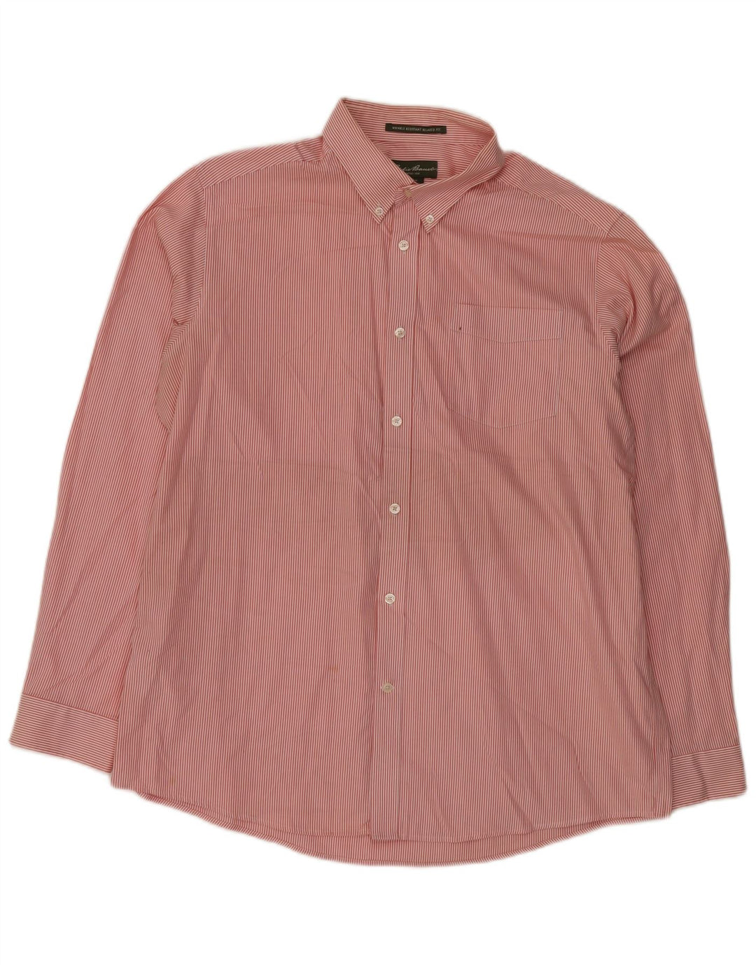 Camicia da uomo dalla vestibilità comoda Eddie Bauer XL in cotone gessato rosa
