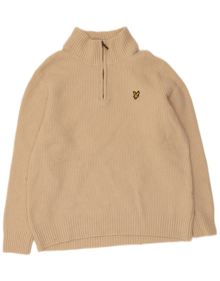 Lyle & Scott Maglione da uomo con zip e collo XL Beige