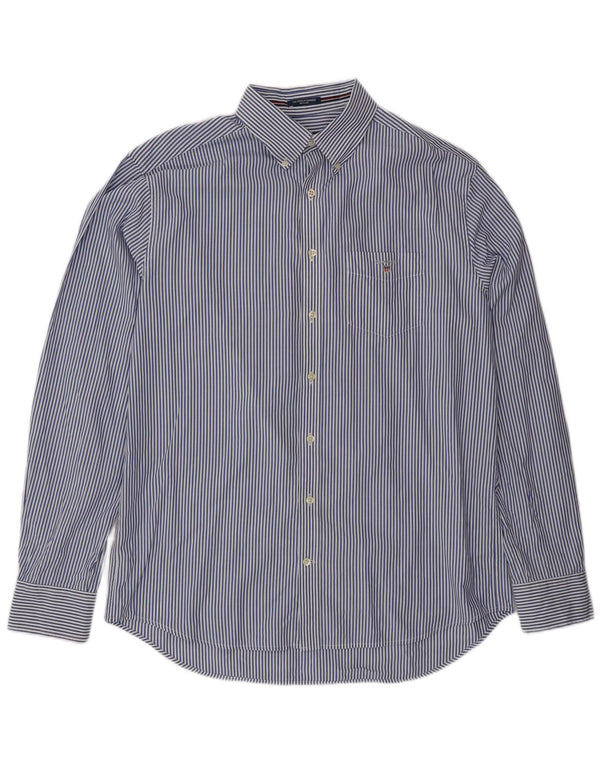 Gant Camicia da uomo vestibilità regolare taglia 41/42 16 1/2 grande cotone gessato blu