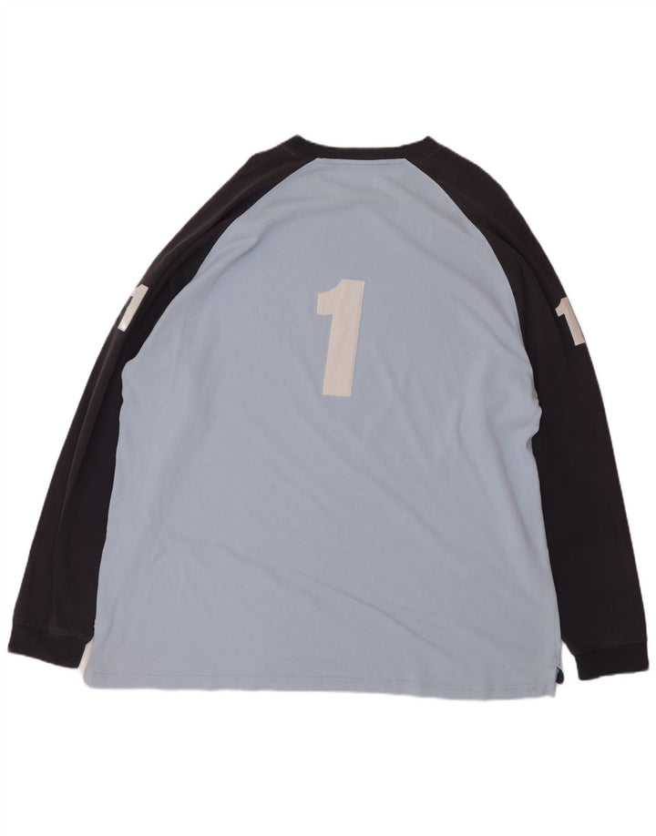 Top grafico da uomo Hackett a maniche lunghe 2XL in cotone color block blu