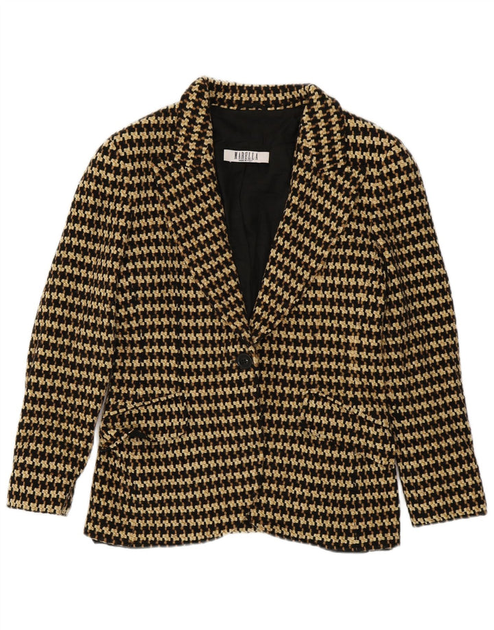 Giacca blazer da donna a 1 bottone Marella UK 14 grande pied de poule marrone
