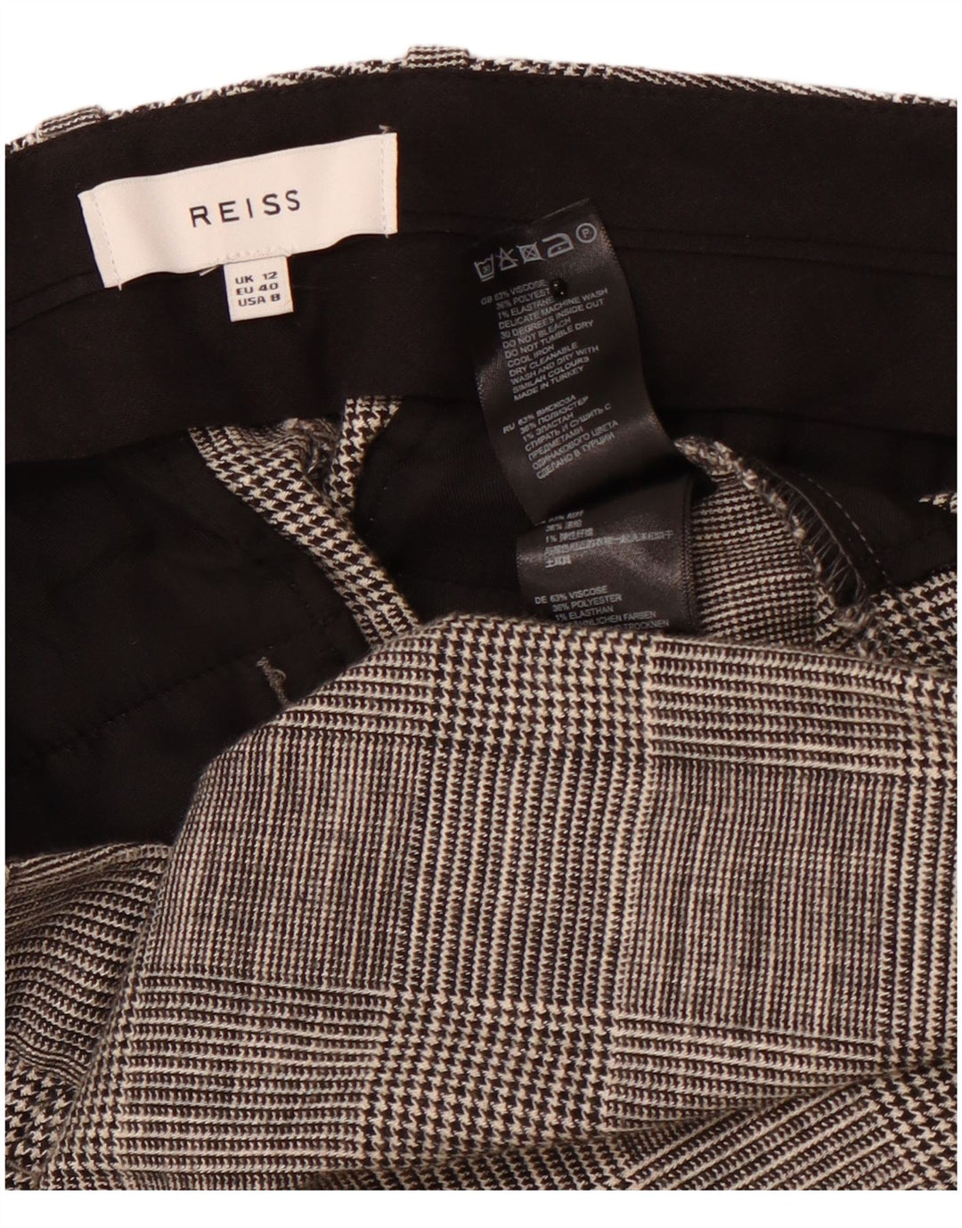 Pantaloni da abito a vita alta da donna REISS UK 12 Medium W32 L28 Grigio