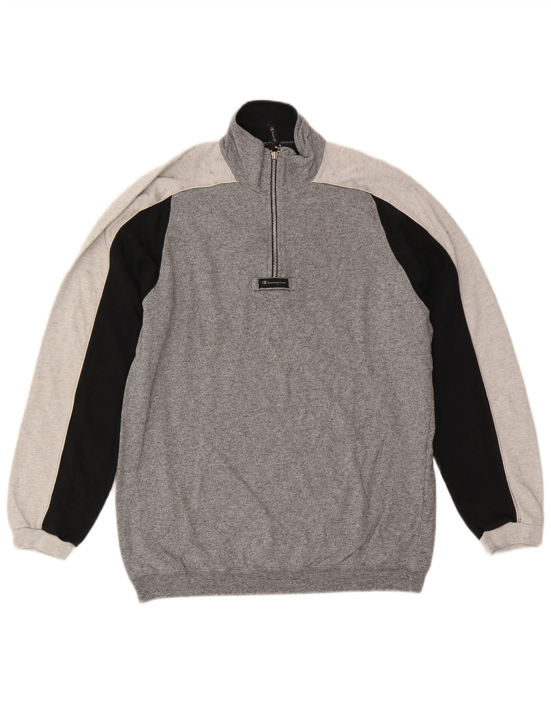 CHAMPION Felpa da uomo con collo con zip, maglione grande, cotone color block grigio