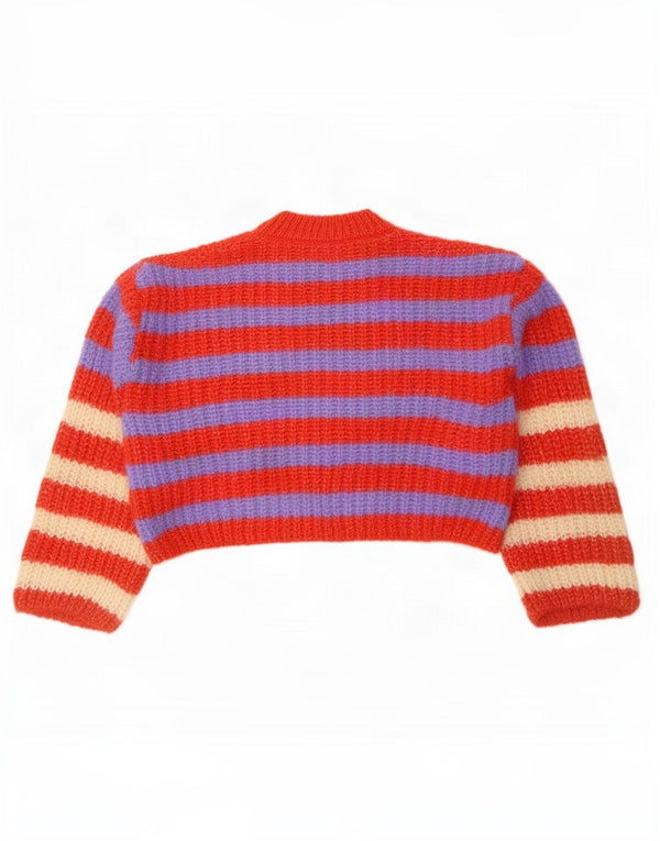 Maglione a collo alto da donna Zara UK 10 piccolo acrilico a strisce rosse