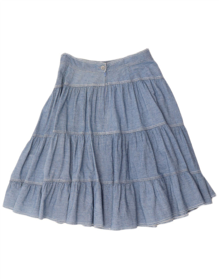 Gonna longuette a strati in denim vintage da donna W30 blu medio