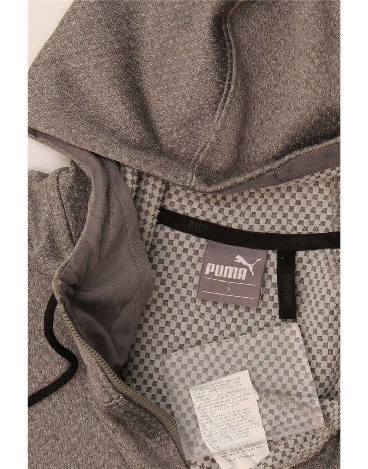 Felpa con cappuccio e zip Puma da uomo, grande, in poliestere chiazzato grigio