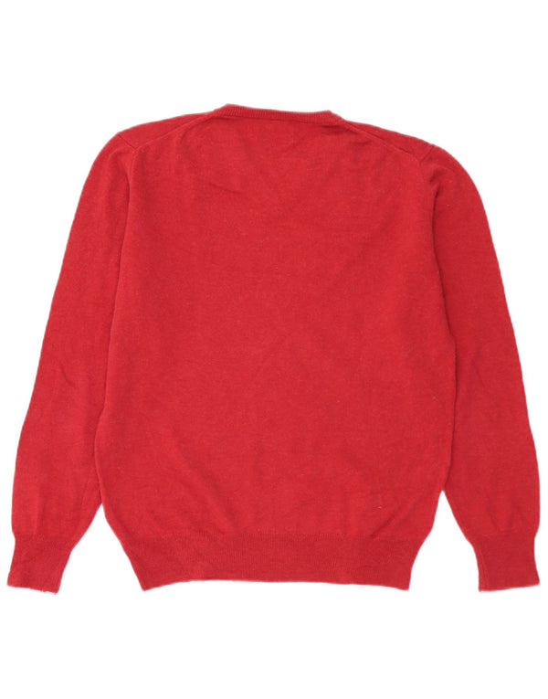 Massimo Dutti Maglione da uomo con scollo a V in lana rossa media