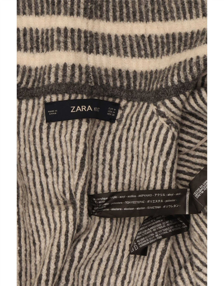 Maglione cardigan oversize con maniche a 3/4 da donna Zara UK 14 Grigio medio a righe