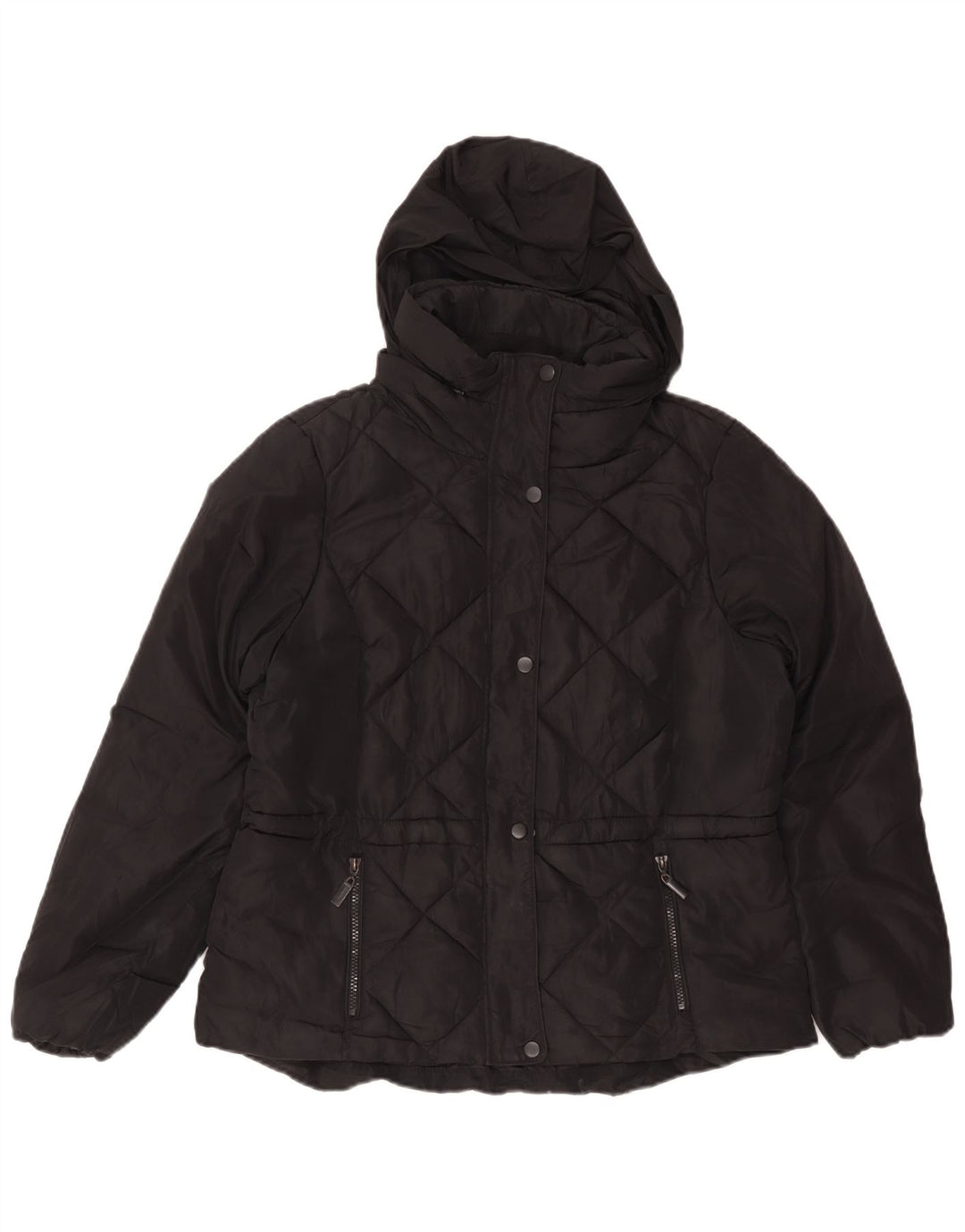 Giacca imbottita con cappuccio da donna Marks & Spencer UK 14 poliestere nero medio