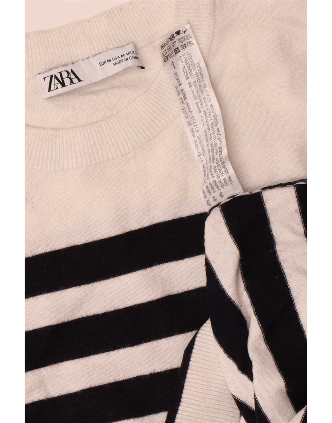 Maglione girocollo oversize da donna Zara UK 14 a righe bianche medie