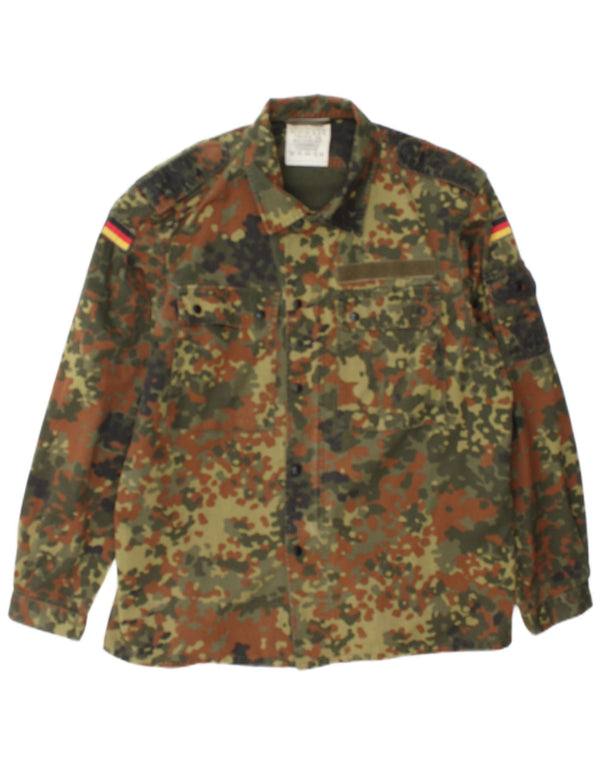 Vintage Mens Military Shirt Large Khaki Camouflage Cotton