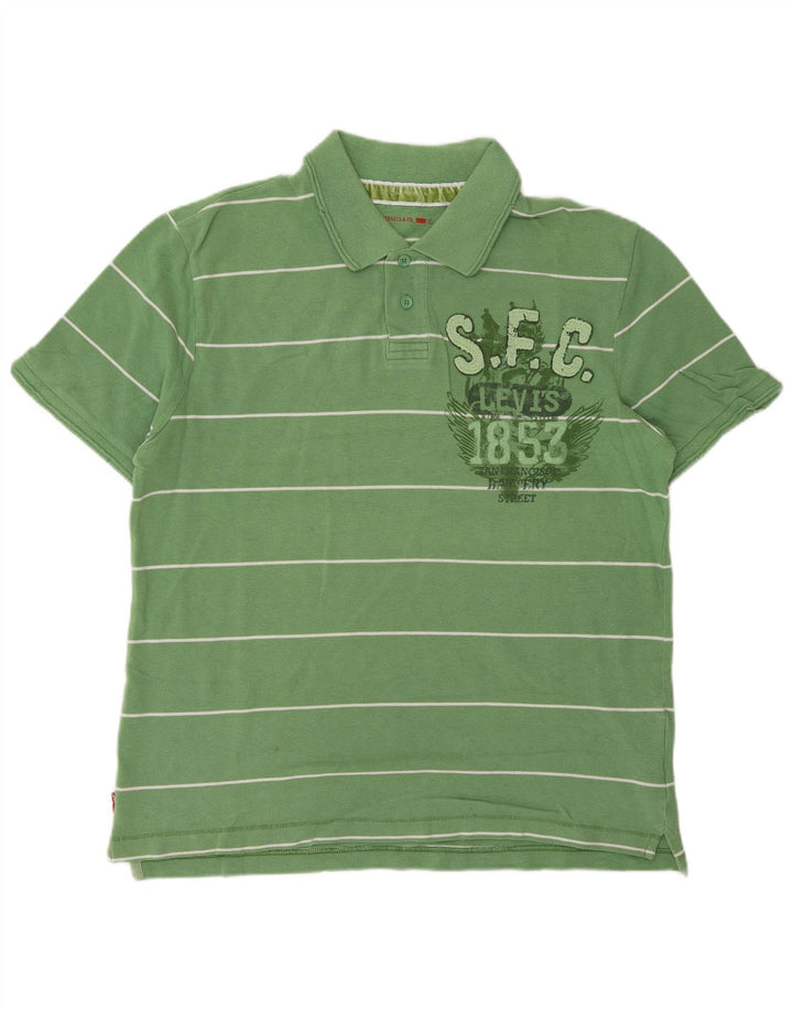 Polo grafica da uomo Levi's in cotone a righe verdi grandi