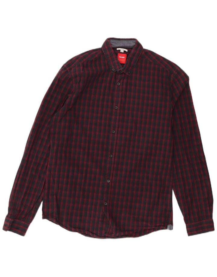 Camicia aderente da uomo Jules a quadri bordeaux medio