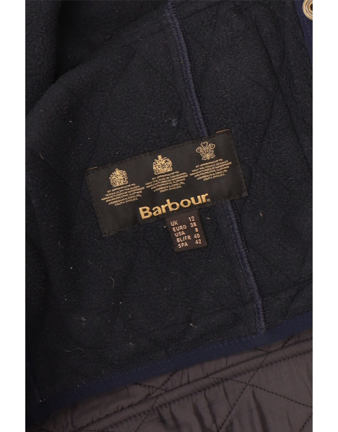 Giacca trapuntata da donna Barbour UK 12 media blu navy in poliammide