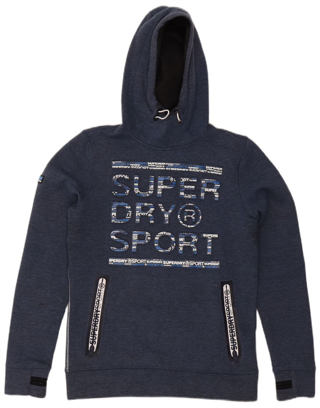 Felpa con cappuccio grafica da uomo Superdry Small in poliestere blu navy
