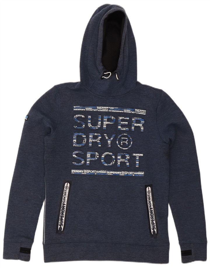 Felpa con cappuccio grafica da uomo Superdry Small in poliestere blu navy