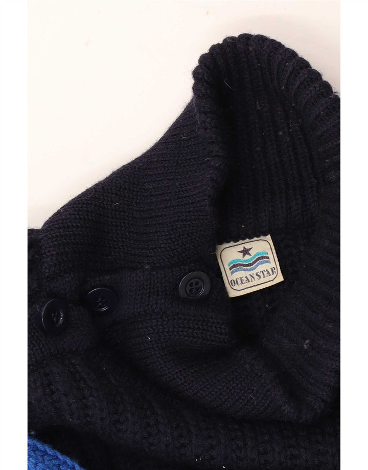 Maglione da uomo con collo a bottoni Ocean Star IT 52 Large Blue Colourblock