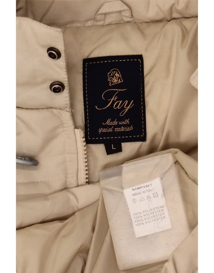Cappotto imbottito con cappuccio da uomo Fay UK 40 grande poliestere beige
