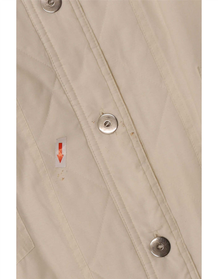 Giacca imbottita vintage da donna UK 18 XL in cotone bianco