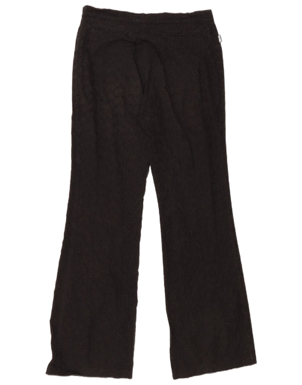MOSCHINO Womens Bootcut Casual Trousers UK 12 Medium W28 L33 Black Floral