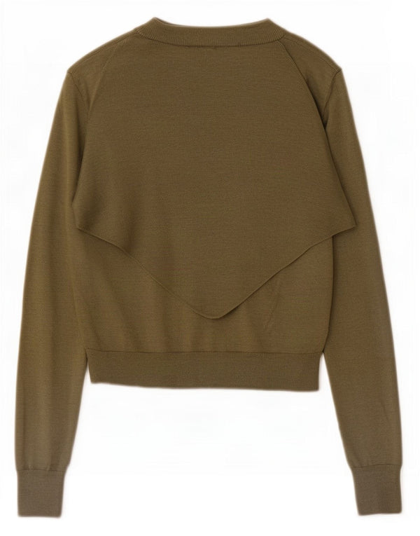 Maglione cardigan corto da donna Zara UK 10 piccolo kaki poliammide