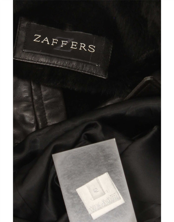 Cappotto in Pelle Doppio Petto da Donna Zaffers IT 42 Medio in Pelle Nera
