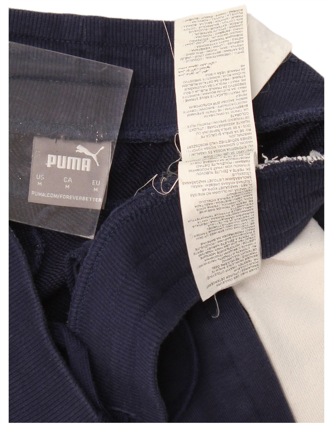 PUMA Mens Graphic Tracksuit Trousers Joggers Medium  Navy Blue Colourblock