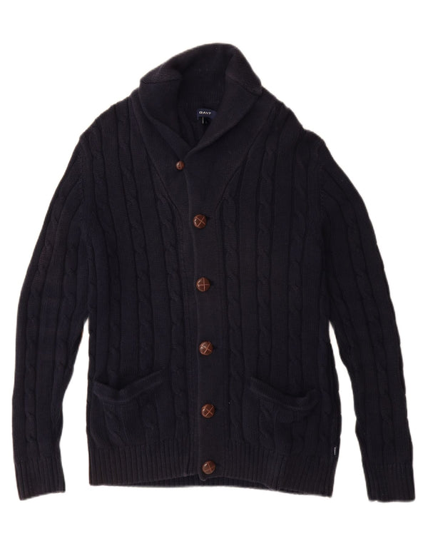 Gant Maglione Cardigan da Uomo Grande in Cotone Blu Navy
