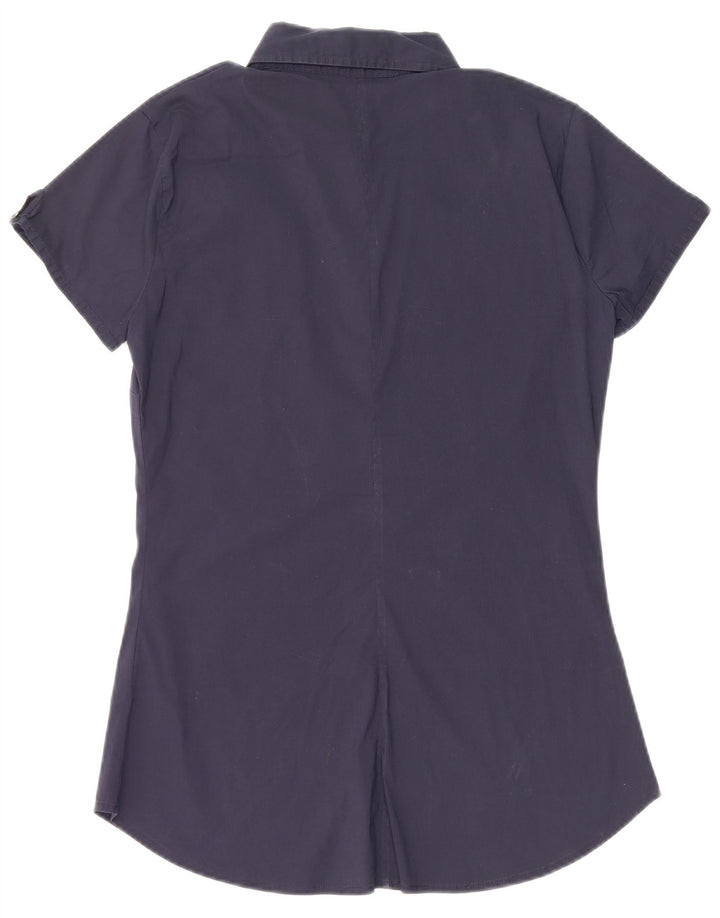 Camicia a maniche corte da donna Guess UK 8 Small in cotone blu navy