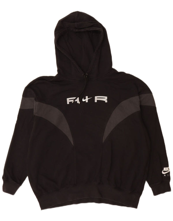 Felpa con cappuccio grafica Nike da uomo, piccola, in cotone color block nero