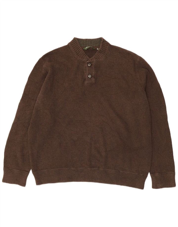 Maglione maglione da uomo con collo a bottoni Eddie Bauer 3XL Marrone