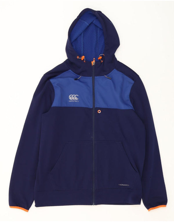 Maglione con cappuccio e zip da uomo Canterbury, grande, in poliestere color block blu navy