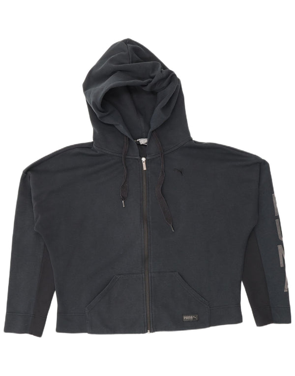 Felpa con cappuccio e zip grafica da donna Puma UK 12 Medium Blu Navy Colourblock