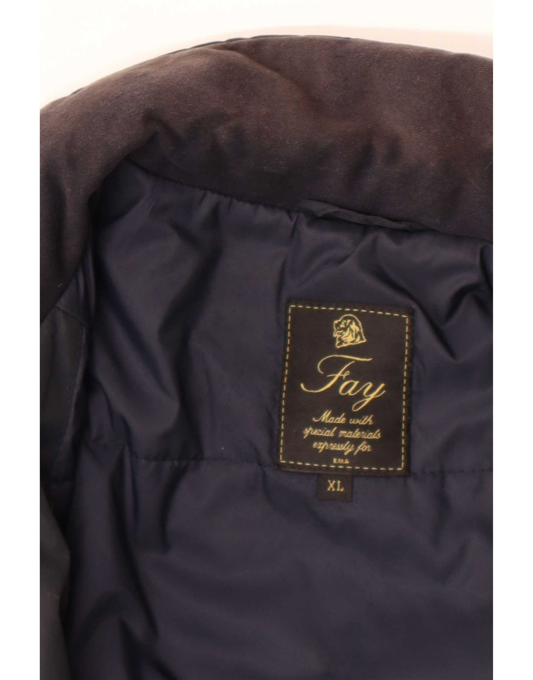 Giacca a vento con cappuccio da uomo Fay UK 42 XL Blu Navy