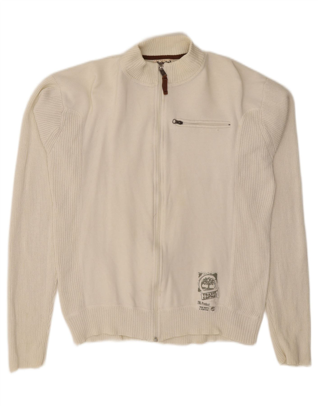 TIMBERLAND Boys Graphic Cardigan Sweater 15-16 Years Off White Vintage Timberland and Second-Hand Timberland from Messina Hembry 