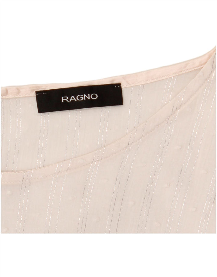 RAGNO Top corto da donna con maniche a 3/4 UK 12 a righe bianche medie
