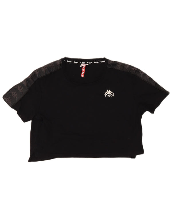 T-shirt grafica oversize corta da donna Kappa Top UK 6 XS cotone nero