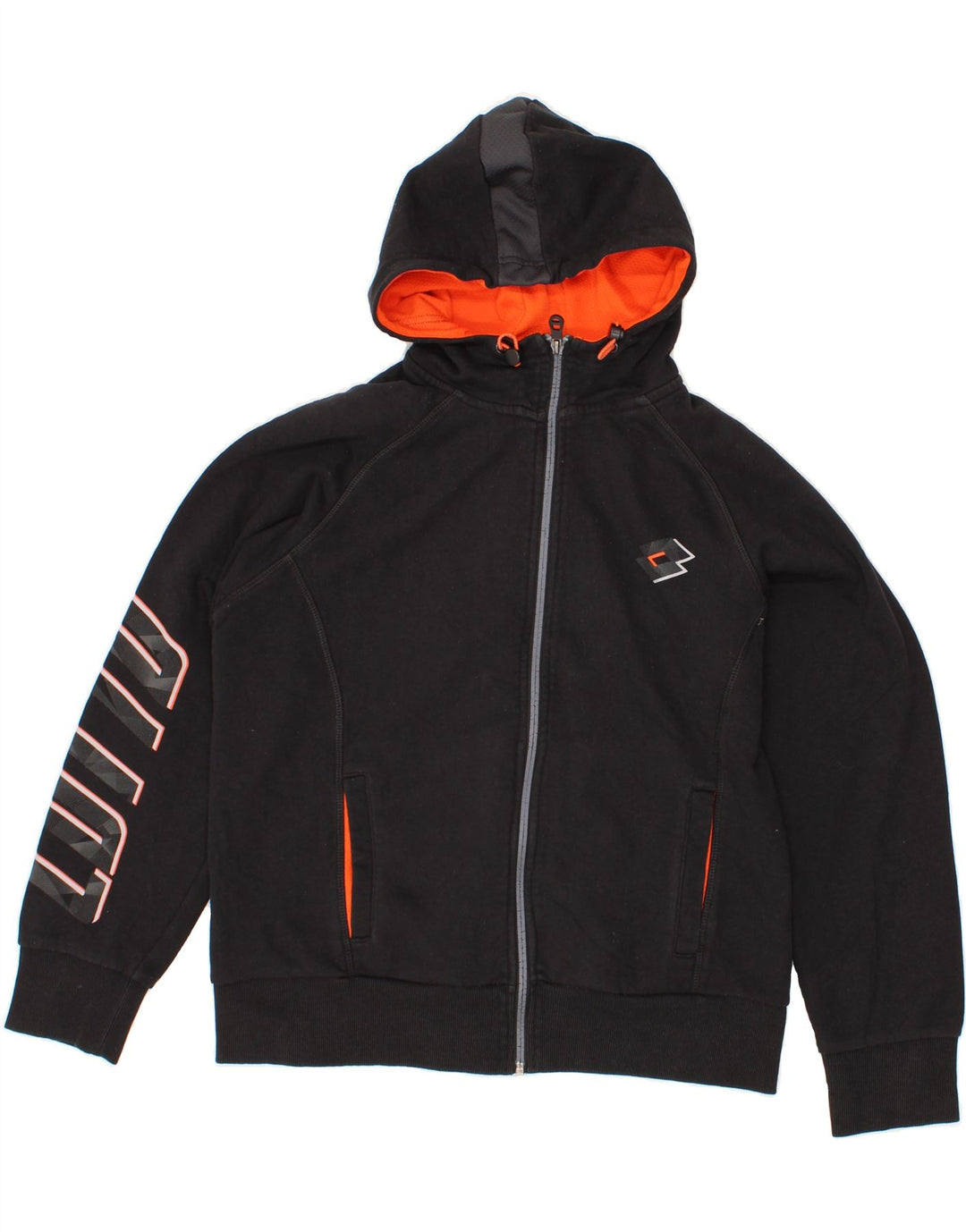 LOTTO Mens Graphic Zip Hoodie Sweater Small Black Vintage Lotto and Second-Hand Lotto from Messina Hembry 