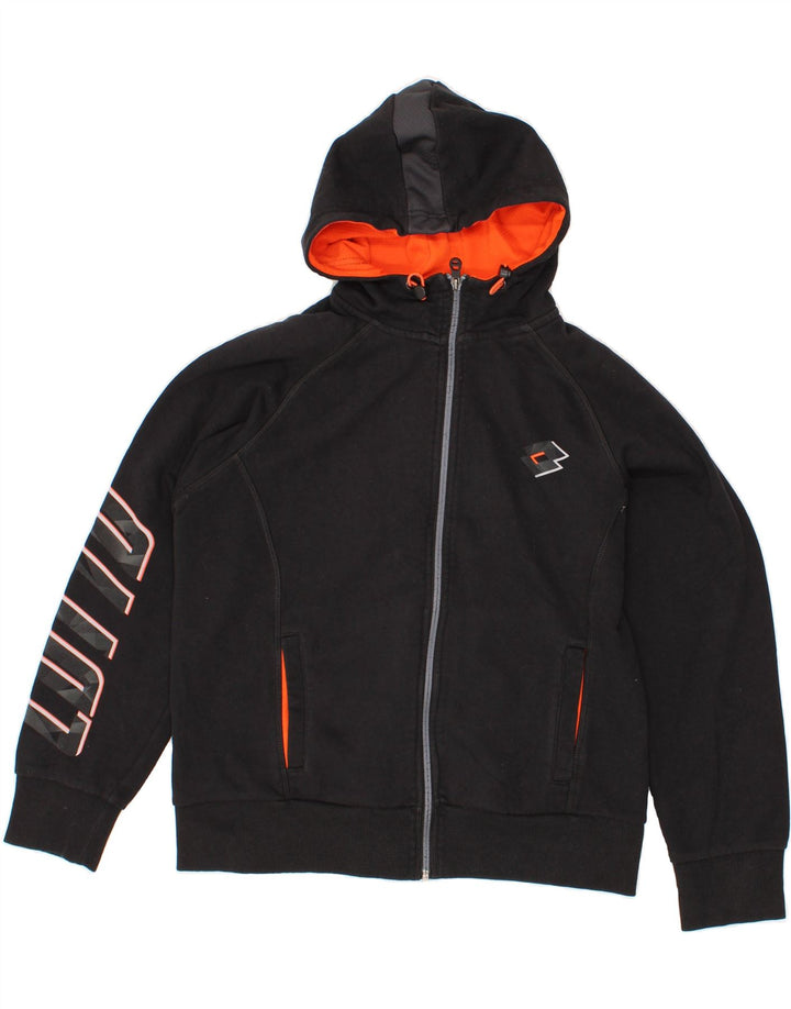 LOTTO Mens Graphic Zip Hoodie Sweater Small Black Vintage Lotto and Second-Hand Lotto from Messina Hembry 